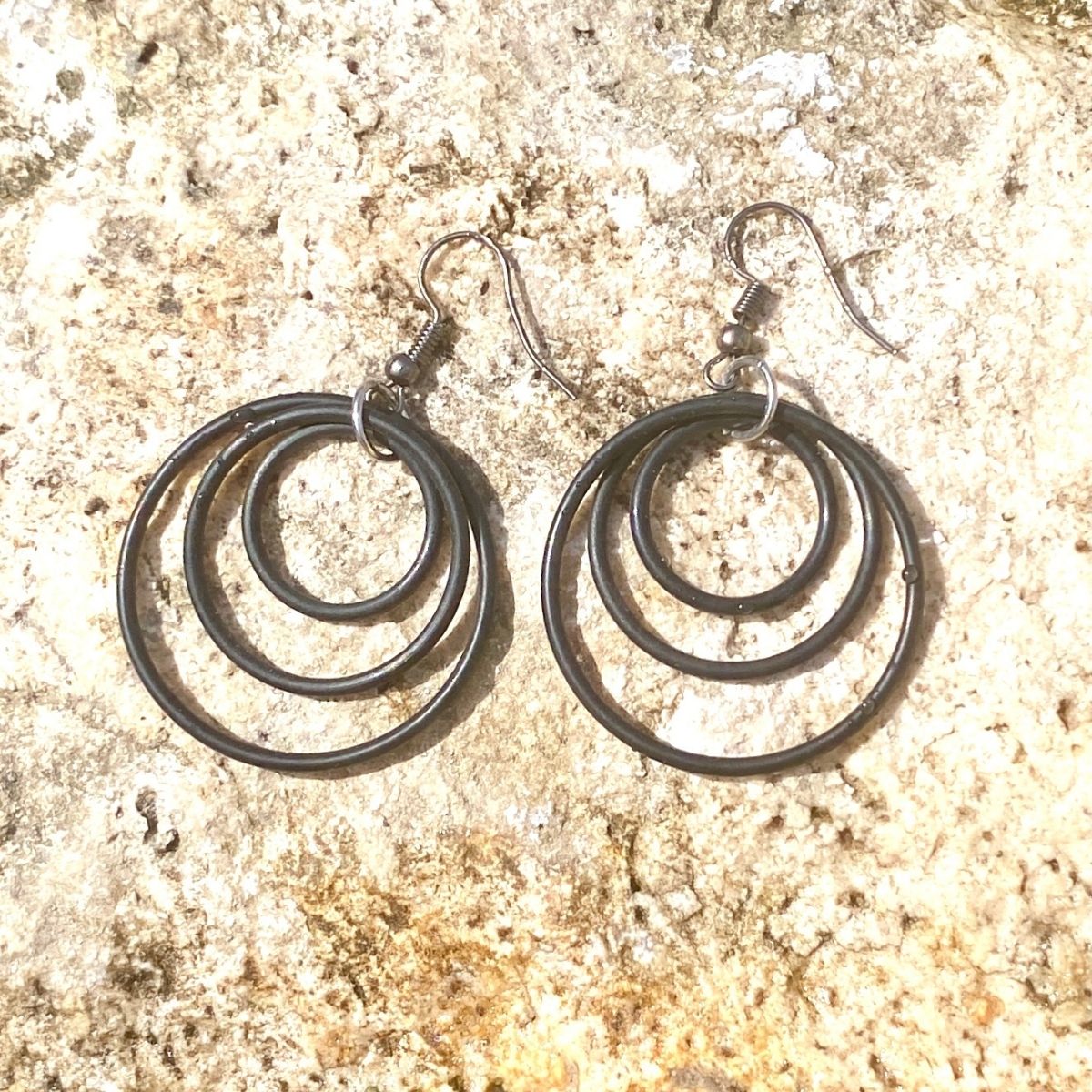 Zero Waste Eco Conscious Earrings with Up-recycled Scuba Gear O-rings